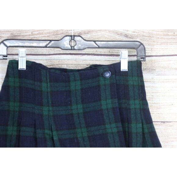 VINTAGE Tracy Evans Womens Juniors Sz 7 Pleated High Rise Plaid Mini Skirt Navy - Picture 2 of 6